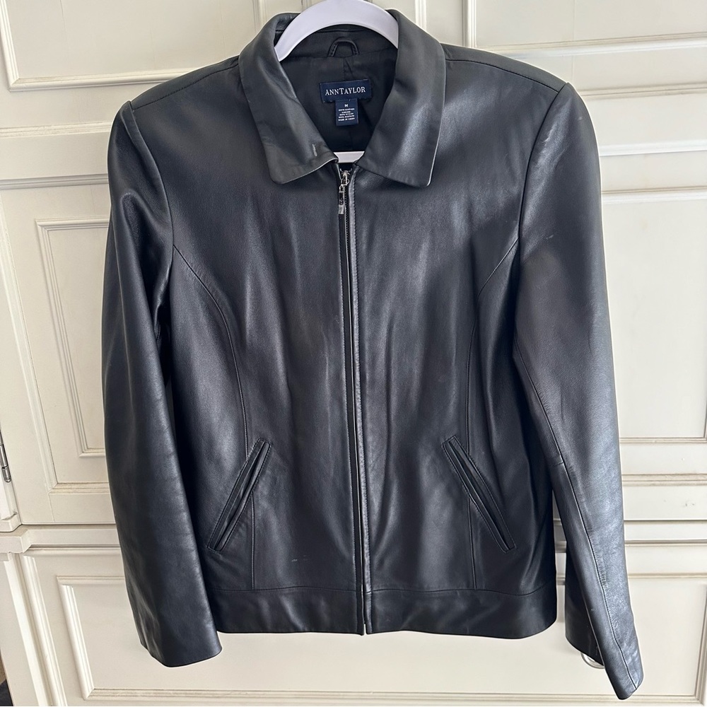 Ann Taylor Black Lamb Leather Jacket - Picture 3 of 14